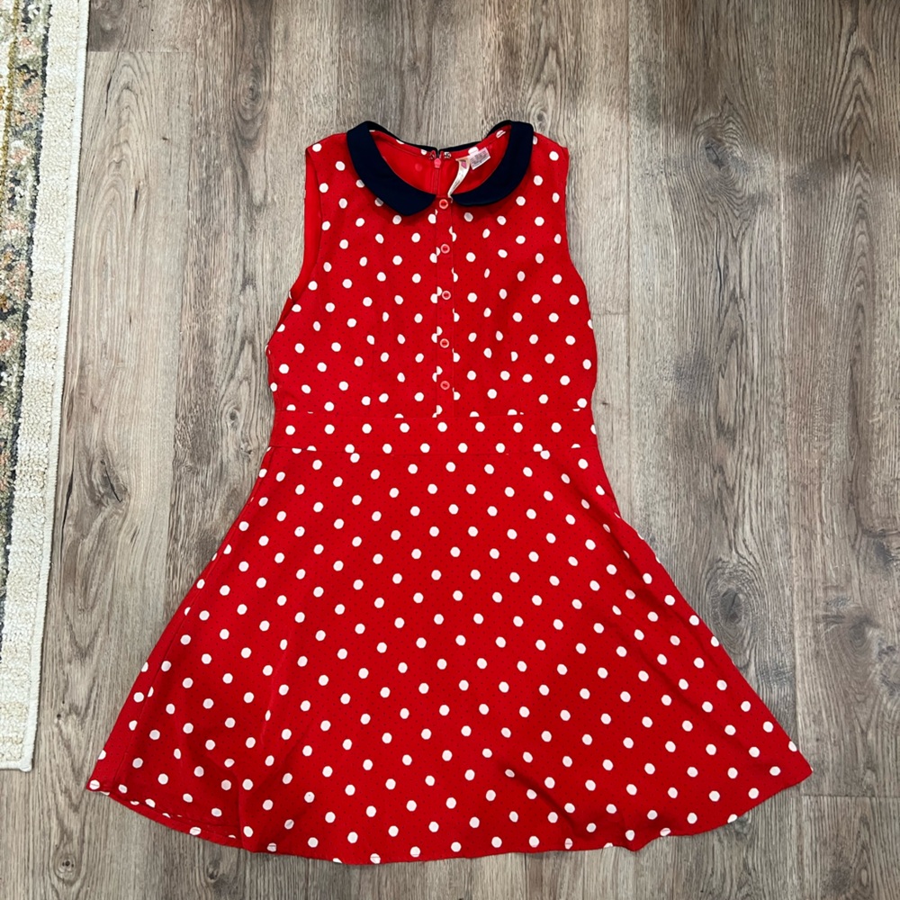 Alice Moon Red and Navy Polka Dot Dress